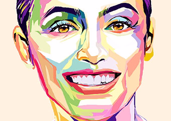 Pop-Art Portrait einer Frau in bunten WPAP-Stil Farben