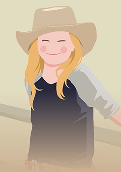 Pop-Art Illustration eines Mädchens mit Cowboyhut im Western-Stil