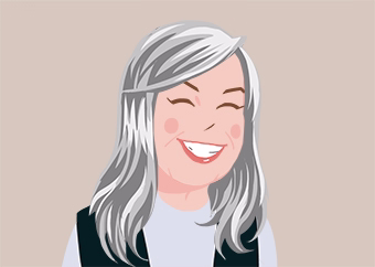 Pop-Art-Illustration einer Frau in hellem beigen Hintergrund als personalisiertes Geschenk
