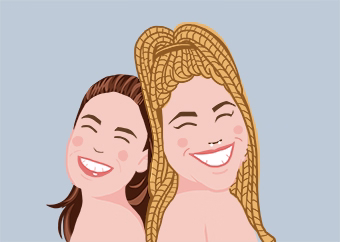 Zwei Frauen Schulter an Schulter als personalisiertes Pop-Art-Porträt