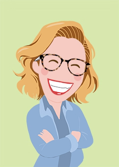 Pop-Art Karikatur einer Frau mit Brille und verschränkten Armen auf hellgrünem Hintergrund